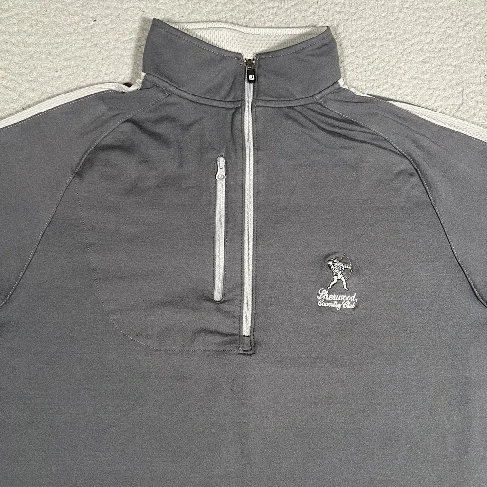FootJoy Sweater Mens Medium Gray 1/4 Zip Golf Pullover Casual Preppy Sherwood CC